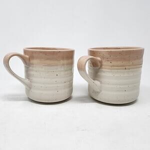 SKO Baum Hearth Mugs Stoneware Blush Pink and Cream Speckled 15 oz.